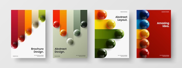 Colección de ilustraciones de folletos de esferas realistas creativas.