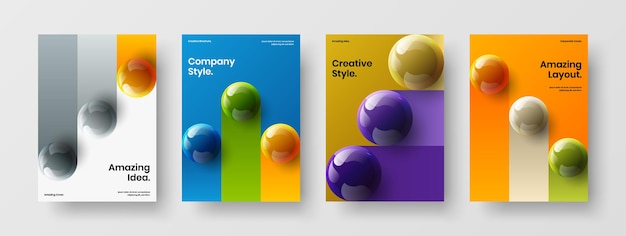 Colección de ilustraciones de folletos de esferas realistas multicolores