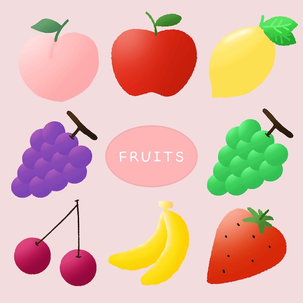 Colección de ilustraciones de frutas frescas