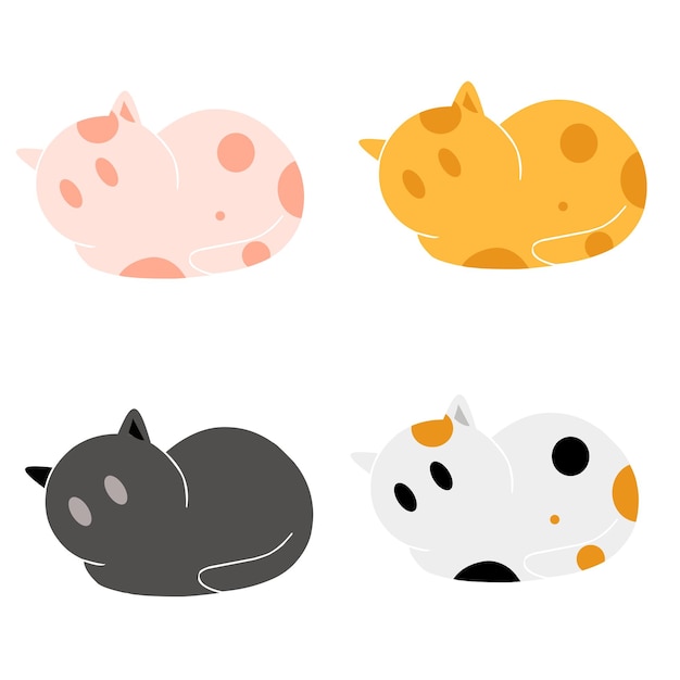 una colección de ilustraciones de gatos lindos y simples 1