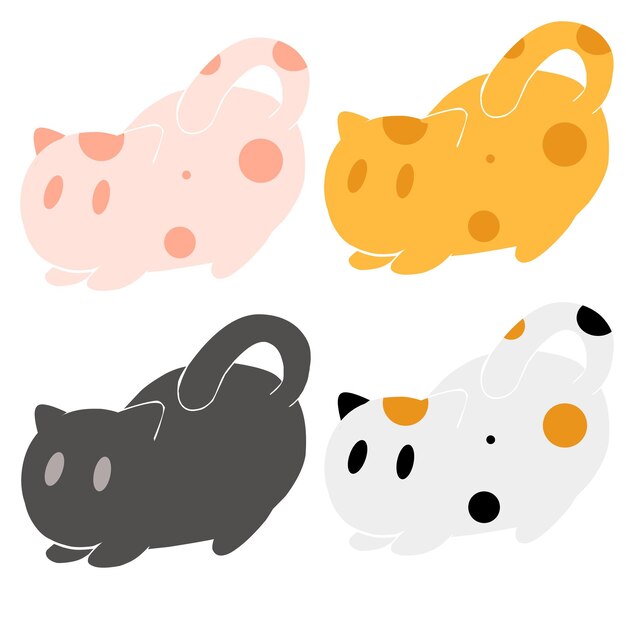 una colección de ilustraciones de gatos lindos y simples 2