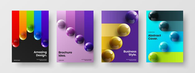 Colección de ilustraciones de informes anuales de esferas geométricas 3D