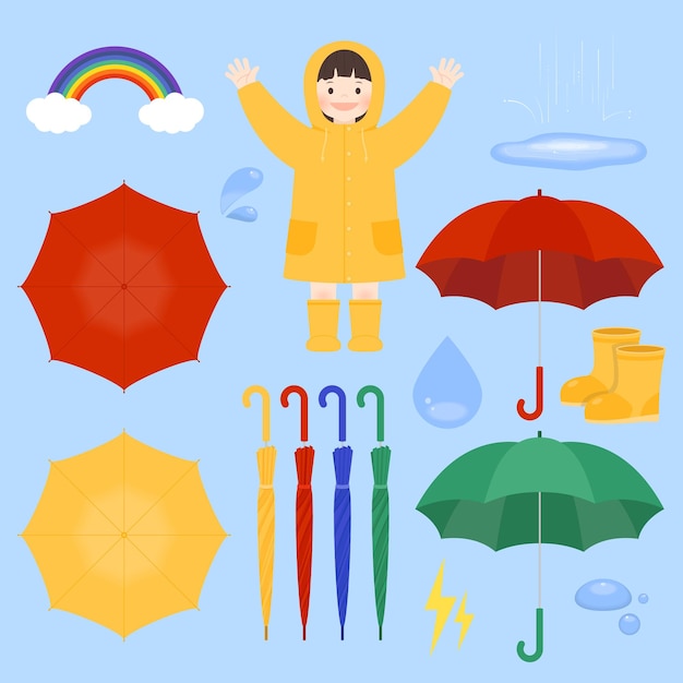 Colección de ilustraciones de lluvia