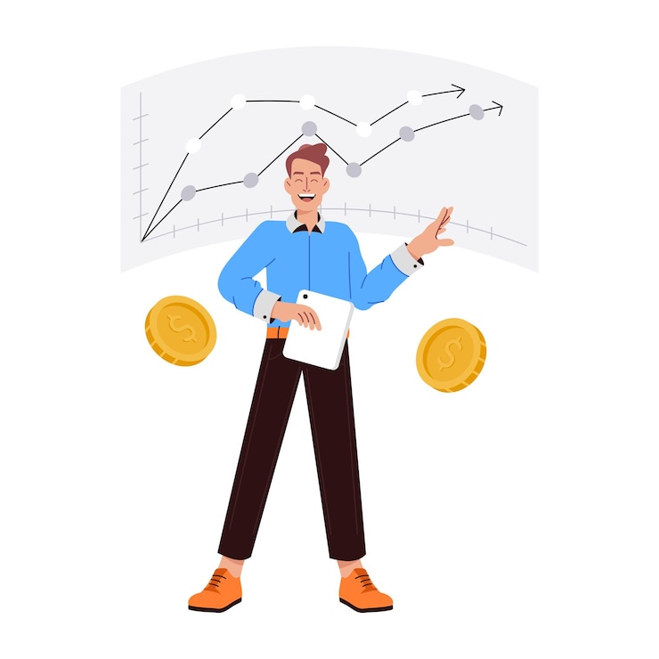 Vector colección de ilustraciones del mercado de valores de estilo plano