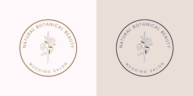 Colección de ilustraciones de paquetes de logotipos botánicos florales dibujados a mano para belleza, natural, orgánico Premium