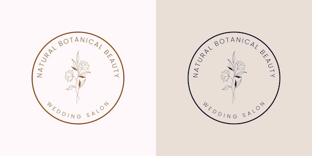 Colección de ilustraciones de paquetes de logotipos botánicos florales dibujados a mano para belleza, natural, orgánico premium