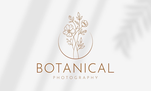 Vector colección de ilustraciones de paquetes de logotipos botánicos florales dibujados a mano para belleza orgánica natural premium