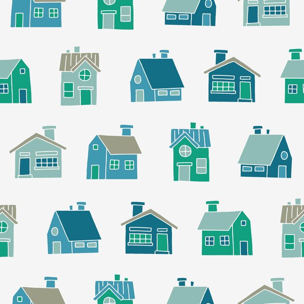 Colección de ilustraciones de patrones sin costuras de House Vector para la decoración de papel tapiz impreso