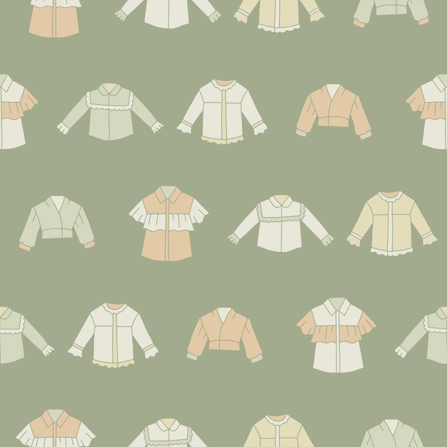 Colección de ilustraciones de patrones sin costuras vectoriales de blusa para decoración de papel tapiz impreso