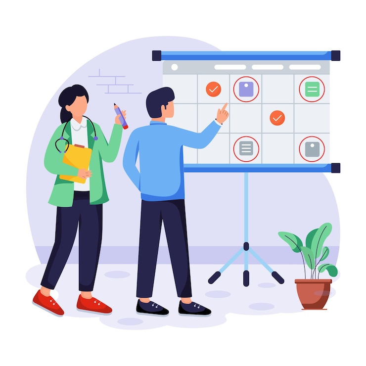 Vector colección de ilustraciones planas para programar las citas