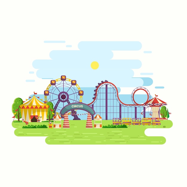 Colección de ilustraciones - plano, diseño, circo, y, carnaval, banderas, encabezados, cartel, plano de fondo