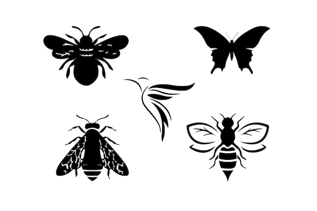 Colección de ilustraciones de siluetas de insectos