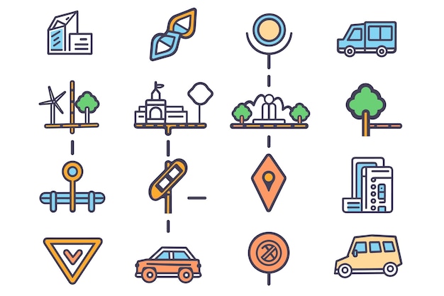 una colección de ilustraciones para el sitio web del concesionario de automóviles
