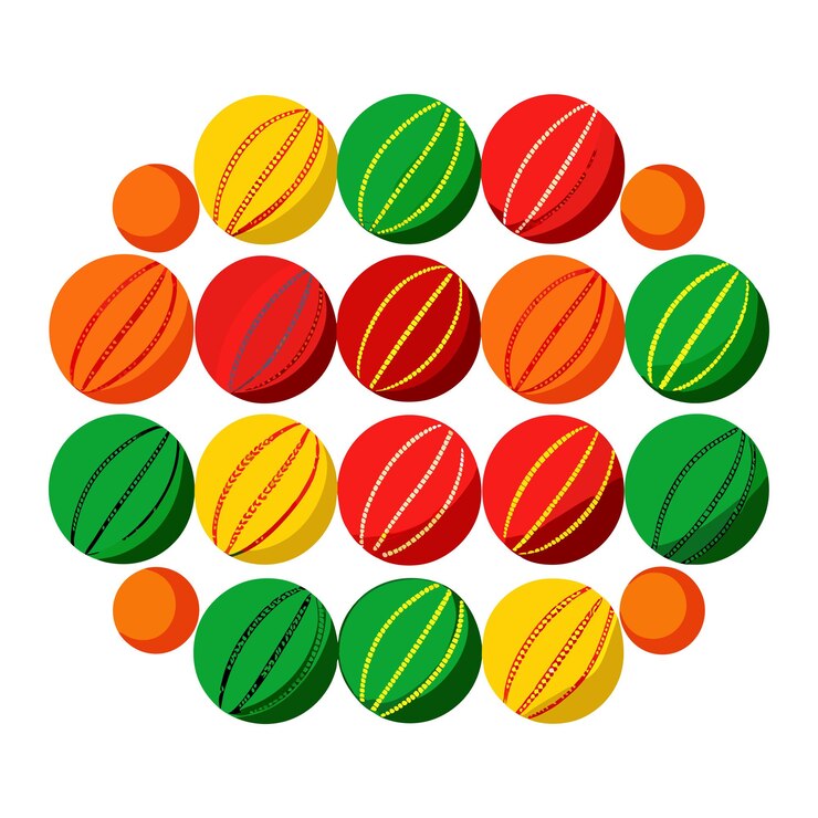 Vector colección de ilustraciones vectoriales de cricketball clipart fondo blanco