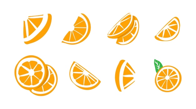 colección de ilustraciones vectoriales de frutas de naranja