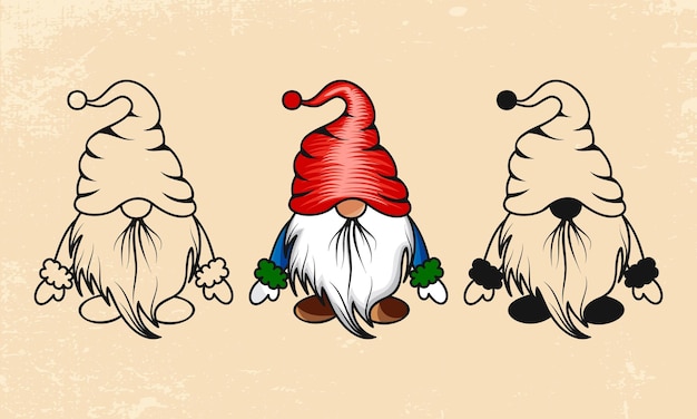 Vector colección de ilustraciones vectoriales de gnomos navideños