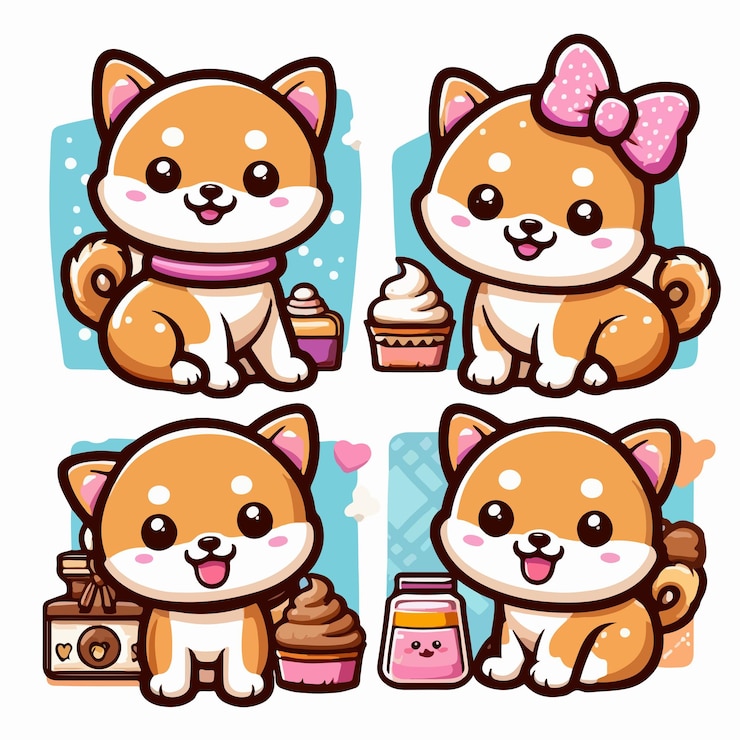 Vector colección de ilustraciones vectoriales de lindo cachorro
