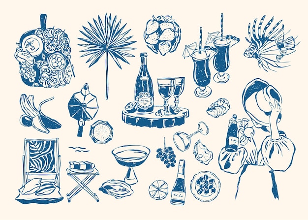 Colección de ilustraciones vectoriales minimalistas de Dolce Vita