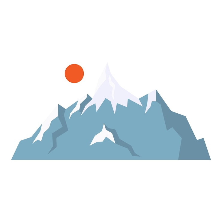 Vector colección de ilustraciones vectoriales de paisajes de montaña de montañas en estilo de diseño plano