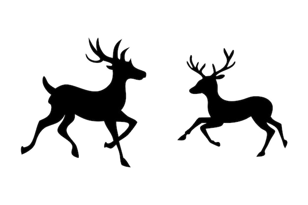 Colección de ilustraciones vectoriales de siluetas de ciervos