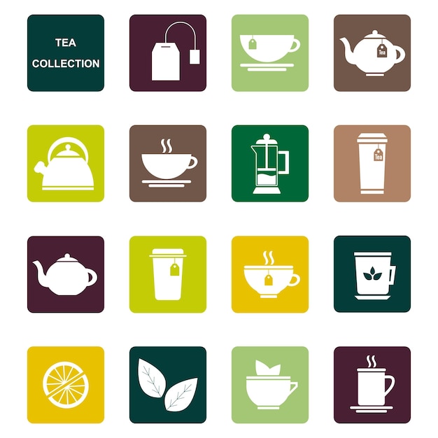 Colección de ilustraciones vectoriales para taza de té tetera taza de té hoja limón