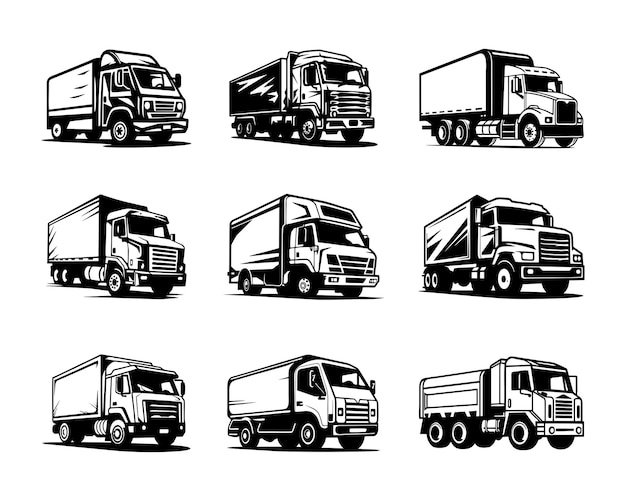 Vector una colección de ilustraciones vectoriales de transportistas