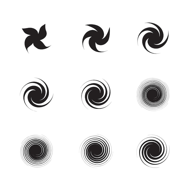 una colección de imágenes en blanco y negro con un diseño en espiral en el medio