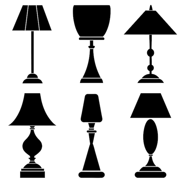 una colección de imágenes en blanco y negro de lámparas y lámparas