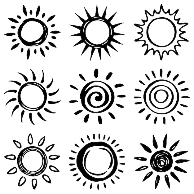 una colección de imágenes en blanco y negro con el sol en el medio