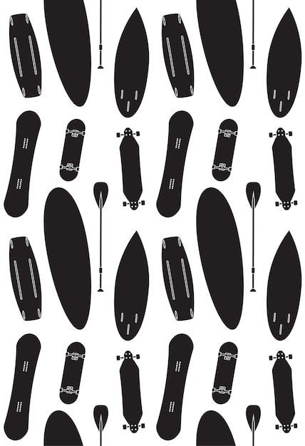 Vector una colección de imágenes en blanco y negro de tablas de surf y un fondo blanco