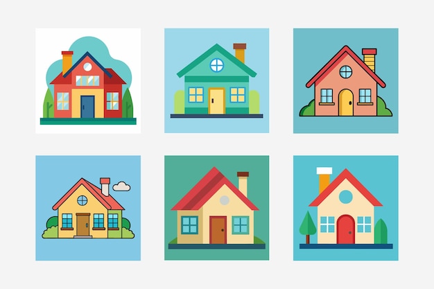 una colección de imágenes de casas con diferentes colores