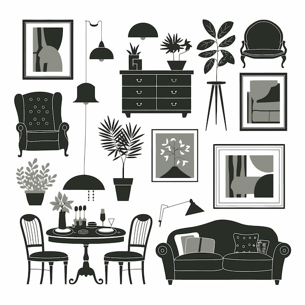 una colección de imágenes incluyendo un sofá una silla y una mesa con una imagen de una silla