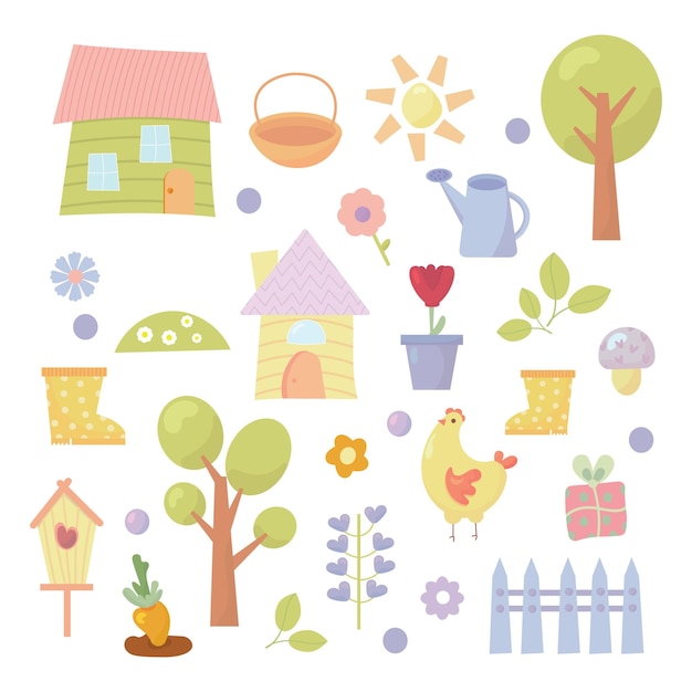una colección de imágenes de un jardín que incluye una casa y un jardín