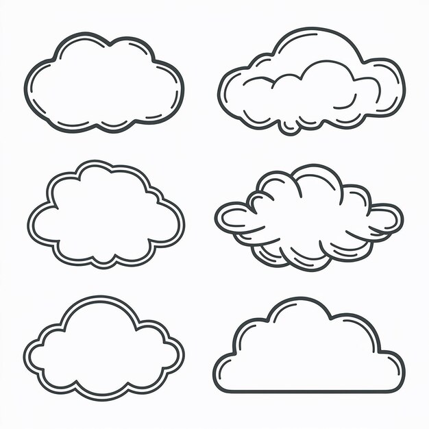 Vector una colección de imágenes de nubes y las palabras quot nubes quot