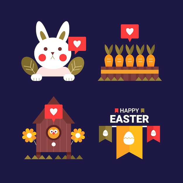 Vector colección de imágenes prediseñadas planas de pascua