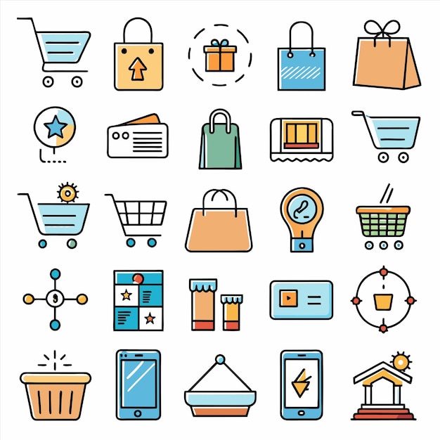 una colección de imágenes que incluyen un carrito de compras un carrillo de compras y un carro de compras