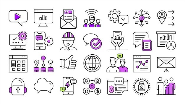 una colección de imágenes que incluyen un icono digital y la palabra "web"
