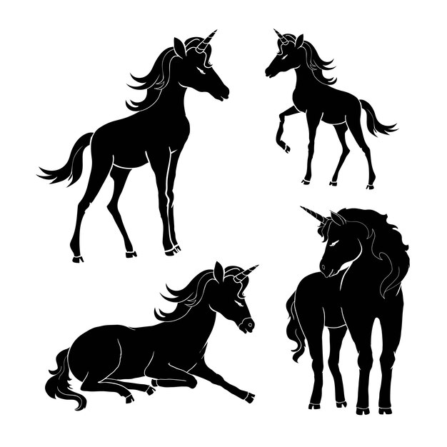 colección de imágenes de unicornios. Elementos para el diseño.