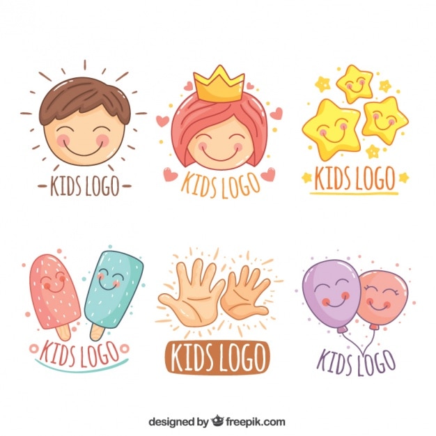 Vector colección impresionante de logotipos de niños dibujados a mano