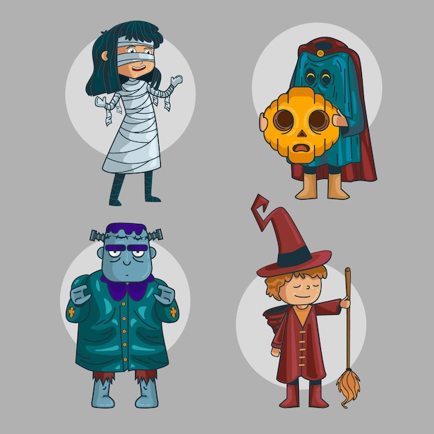 Vector colección infantil de halloween dibujada a mano