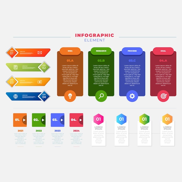Colección infográfica completa del paquete