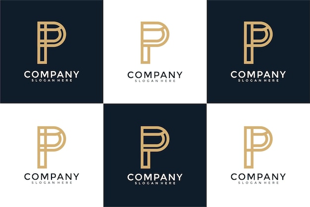 Colección de iniciales p plantilla de diseño de logotipo