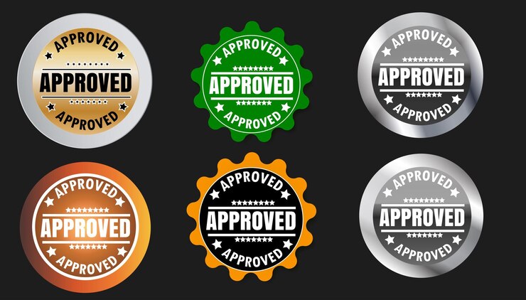 Colección de insignias aprobadas en varios acabados metálicos
