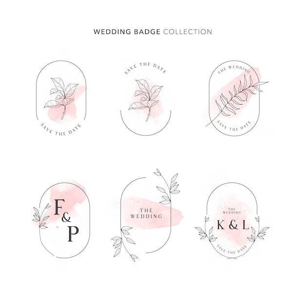 Vector colección de insignias de boda