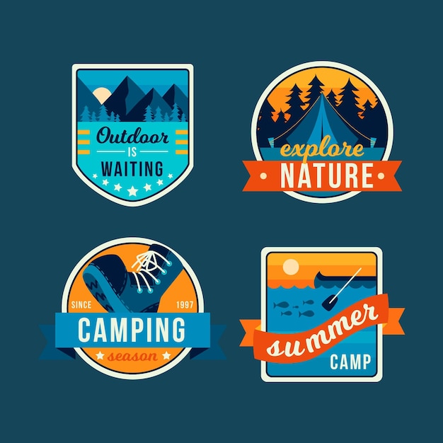 Vector colección de insignias de camping vintage