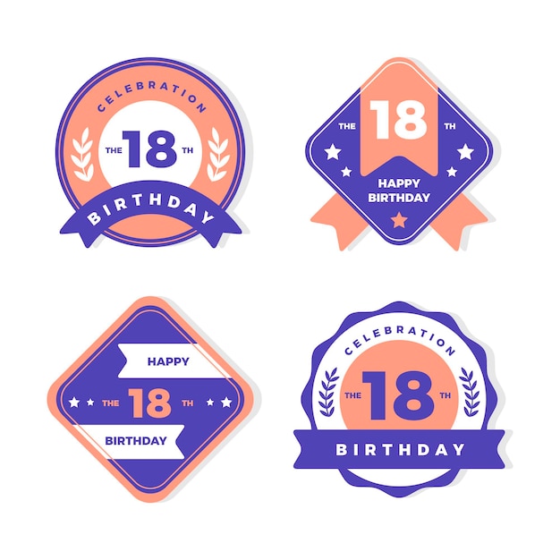 Vector colección de insignias de cumpleaños número 18