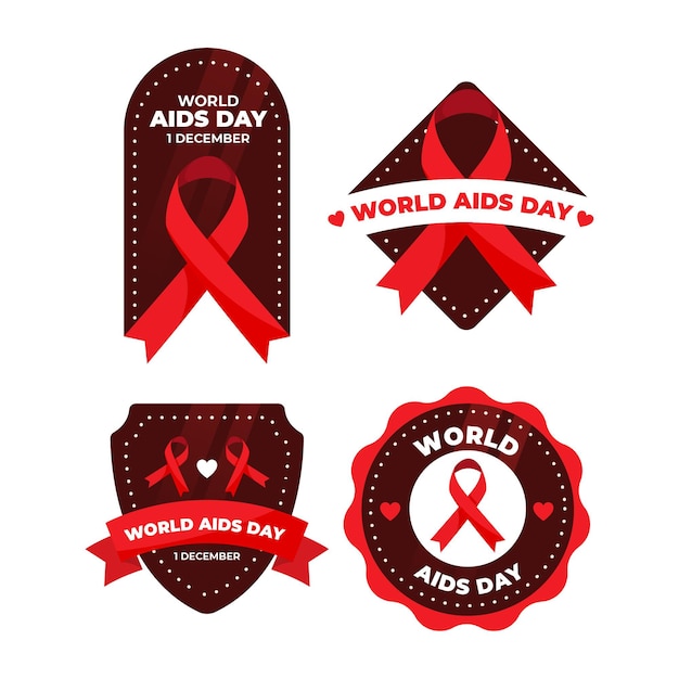 Vector colección de insignias del día mundial del sida