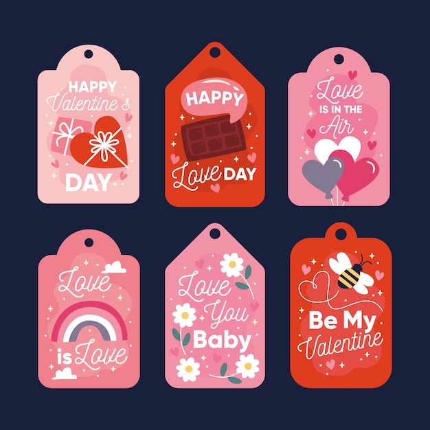 Colección de insignias del día de san valentín dibujadas a mano