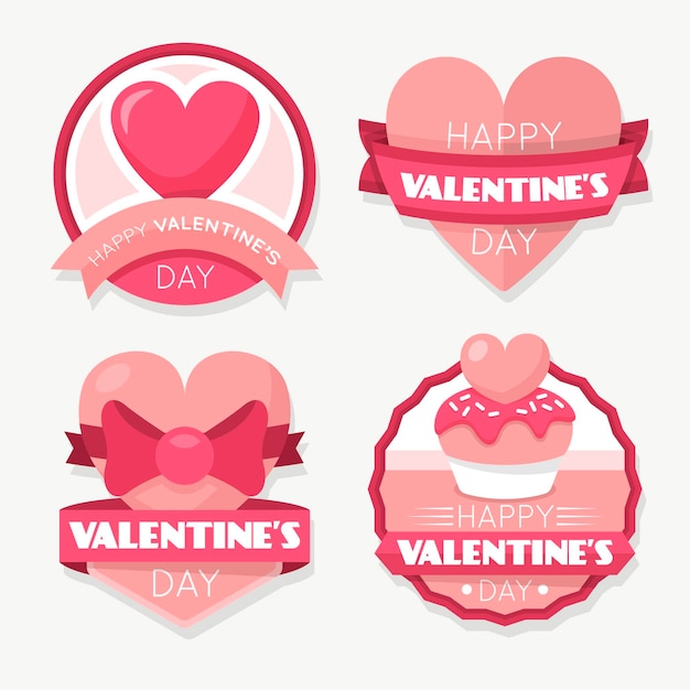 Colección de insignias del día de san valentín en diseño plano