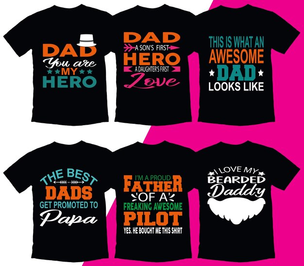 Colección de insignias de diseño de camiseta de tipografía del día del padre